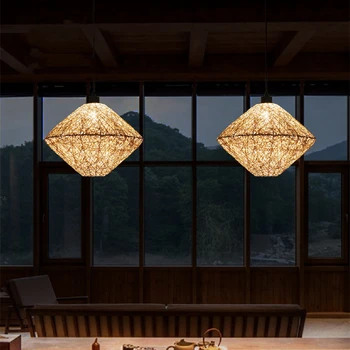 Stil Japonez Lumini Pandantiv Designer De Cânepă Frânghie Agățat Lampă Pentru Sufragerie, Studiu Bar Lumina Decor Modern Acasă E27 Lampă De Noptieră
