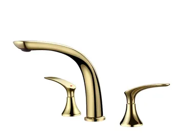 A crescut de aur de Lux baie chiuveta de robinet cu trei găuri două mânere reci bazinul cu apă caldă, mixer robinet robinet