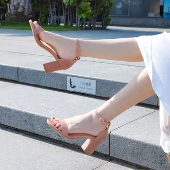 Vara Femei Sandale Șantiere Mari Bază Pantofi Pătrat Solid Tocurile Doamnelor Pantofi Office Lady Stil Coreean Pantofi