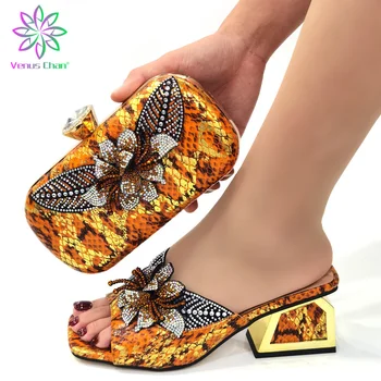 Timp liber Stil de Pantofi și Sac Pentru a se Potrivi în Culoare Aurie Africana Femei Pantofi de Potrivire Genti Office Lady Pantofi si Geanta pentru Petrecere