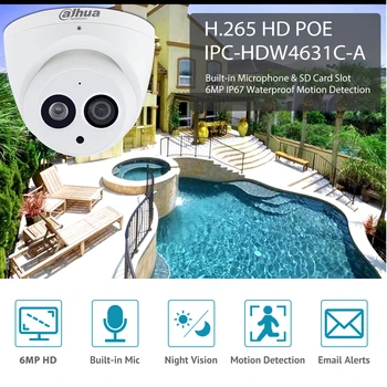 Dahua set 6MP CCTV Kit de 6MP Camera IP IPC-HDW4631C-O 8CH 4K NVR4208-8P-4KS2 P2P APP Built-in microfon de Supraveghere de Securitate 8pc