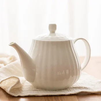 1000ml Bone China Ibric de Cafea Birou Ceainic de Ceramica de Mare Capacitate ceainic cu Filtru Simplu Handmade Alb Fierbător