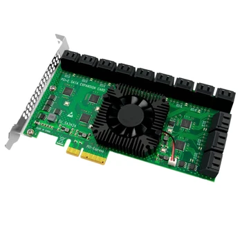 PCI-E, 4X SATA placa de extensie cu 24-Port SATA3.0 6Gpbs Hard Disk Card de Expansiune pentru Minerit cu Ventilator de Răcire