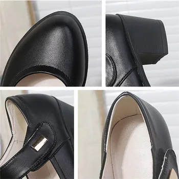 Femei Mature Clasic Modele Superficial Gura Toc Gros Sandale Platforma cu Toc Doamnelor Office Casual Pantofi de Lucru cu Cârlig Buclă