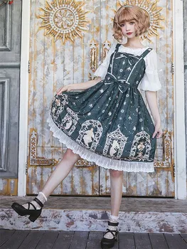 Gotic Vară Fără Mâneci Lolita Jsk Suspensor Rochie Vintage Din Dantela Loli Kawaii Cosplay Costum Drăguț Mori Goth Ceai Japonez Petrecere