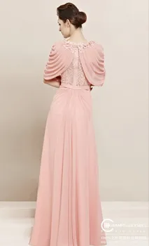 Livrare gratuita moda noua 2018 vestido de festa casual capac maneca formale rochie de dantelă roz lunga petrecere de bal rochii domnișoare de onoare
