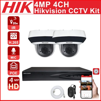 Hikvision 4MP CCTV KIT POE Securitate HD Mini PTZ IP Camera de supraveghere DS-2DE2A404IW-DE3 sistem de supraveghere video 4 CANALE 4K DS-7604NI-K1/4P APP
