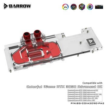 Barrow 3090 3080 GPU Apă de Răcire Bloc pentru Colorat RTX 3090/3080 Avansate OC, Plin de Acoperire ARGB GPU Cooler, BS-COIA3090-PA2