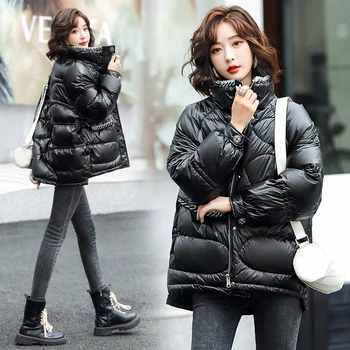 Bumbac Captusit Haina Femei Stand Guler de Moda coreeană Îngroșa Haine Calde Doamnelor de Iarnă 2022 Vrac Solid Sacou Feminin CX2548