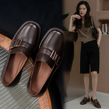 2021 vânzare Fierbinte pompe de pantofi pentru Femei de 22-25cm piele naturala Square toe tocuri Femei pantofi negri tocuri pentru femei, Casual, mocasini