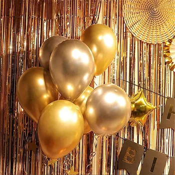 Petrecerea de ziua Decor Fundal de Aur Baloane Set Consumabile Partid Cu Șir Lumina - Perfect pentru Bărbați și Femei de Ziua de nastere