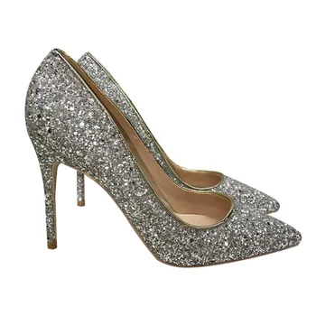 Domnișoara De Onoare Pantofi De Vară 2021 Cristal De Argint Paiete Pânză De Mireasa Pantofi De Nunta A Subliniat Toe Tocuri Inalte Sexy Pompe De Pantofi Singur