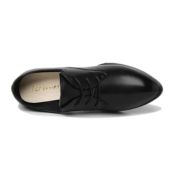 Ascutit Toc Gros Pantofi Dantela-Up Culoare Solidă femeii Pantofi Platforma de Apă Pantofi pentru Femei