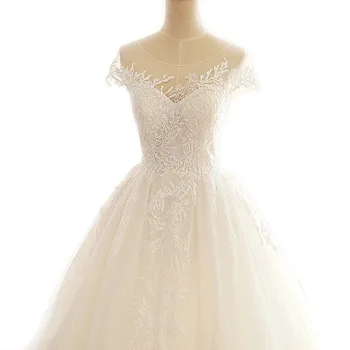 Rochie de bal Etaj Lungime Tul Dantela Aplicatii Flori, Rochii de Mireasa Elegante Imagine Reală Vestido De Noiva Personalizate RP32