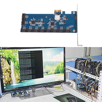 PCIE la SATA Card de Expansiune de 10 Porturi SATA3.0 6 Gbit/S Hard Disk-ul Calculatorului de Expansiune Card Adaptor pentru Mineri Bitcoin