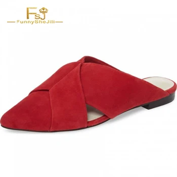 Femeie Pantofi Plat Papuci de casă Cross-legat Roșu Turma de Femei Catâr Migdale subliniat Toe Flats FSJ Moda Casual Outsied Doamnelor Pantofi