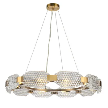LED-uri moderne candelabru de Cristal,de Lux Hotel villa Agățat de Prindere,Aur Rotund Design Creativ de Artă,iluminat Interior