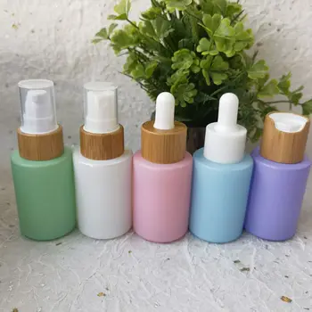30ml de Sticlă Colorată Bambus Recipient de Sticla Dropper Bază Esențiale Ulei de Masaj Pipetă de unică folosință Sticla cu Pulverizator Pentru produse Cosmetice