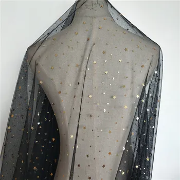 Vara negre proaspete stele luna tifon bust fusta rochie de îmbrăcăminte pentru copii imagini de fundal DIY decorare JZQ-0021