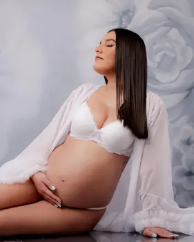 2021 Alb Șifon Rochii de Maternitate pentru sedinta Foto Personalizat Rochie de Maternitate Volane de Bal Rochie de Seara Formale Petrecere