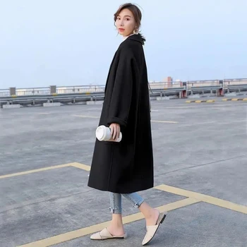 Primăvara Vrac Haină de Lână Femei Stil coreean Timp de amestec Lână Sacou Elegant Singur Buton Palton Casulal Culoare Solidă Uza