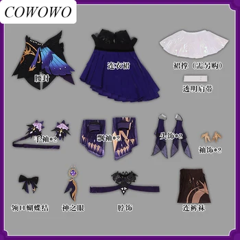 COWOWO [Personalizat] Anime! Genshin Impact Keqing Neon Fringing Fâlfâind Joc Costum Rochie Uniformă Cosplay Costum S-3XL Femei