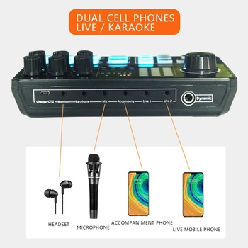 P5 Externe placa de Sunet Voice Changer DJ Mixer de Sunet Live Bord pentru IPhone PC, Bluetooth Mixer cu Efecte de Sunet