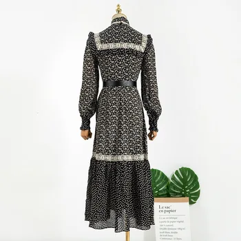 Kpop Seo Da Ji moda Streetwear nou elegant rochie cu mâneci lungi de femei partid sexy talie mare val punctul de îmbinare rochii Florale