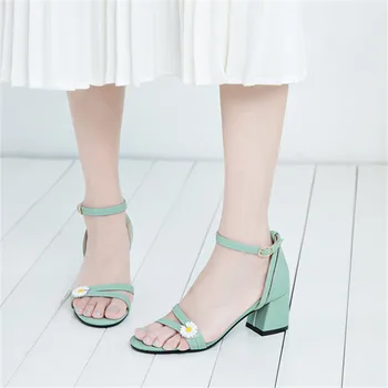2020 vara sandale Confortabile alb albastru deschis deget de la picior bloc tocuri inalte fete pantofi de nunta pentru femei sandale gladiator plus dimensiunea 43