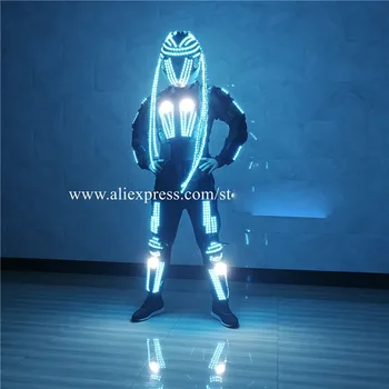 LED-uri RGB Lumini Intermitente Dansatoare, Costume cu LED Luminos în Creștere Costum de Robot DS Petrecere de Performanță Festival de Muzica Electronica costum
