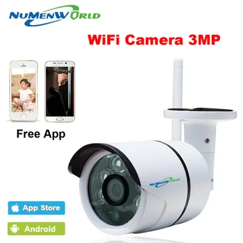 WIFI Camera IP de Exterior 3MP Viziune de Noapte H. 264/H. 265 Wireless, CCTV aparat de Fotografiat de Vedere la Distanță Prin intermediul Telefonului Inteligent suport de memorie SD