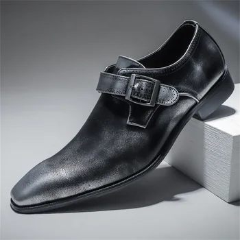 Nouă Bărbați Călugăr Pantofi Business din Piele Pantofi Domnilor Pantofi Casual de Dimensiuni Mari Cap Pătrat de Piele de Brevet Pantofi pentru Bărbați