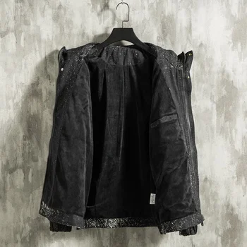 Fleece Plus Îngroșarea Haina Barbati Toamna Iarna Cu Gluga Stropi De Cerneală În Vrac Coreeană Stil De Moda Sacou Colleage Negru Streetwear