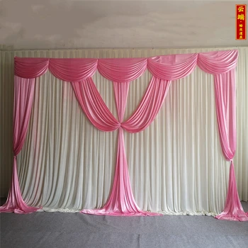 3X6M alb și roz de nunta decor perdea cu swag pentru etapa de fond de gheață perdea de mătase draperii panouri pentru partid eveniment