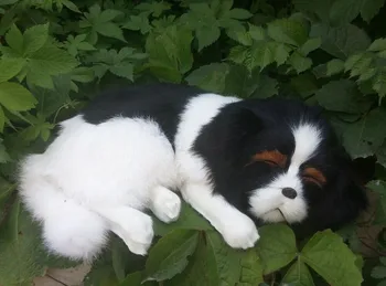 Drăguț simulare de dormit jucărie de câine de polietilenă&blanuri minte black&white dog papusa despre 35x8x25cm 1300