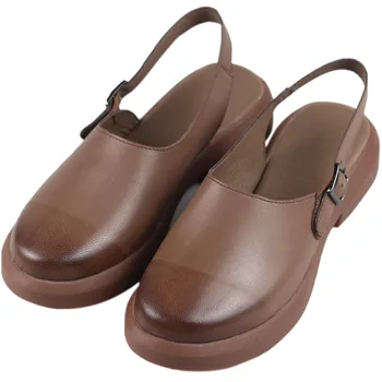 Careaymade-Retro feminin sandale de vara noi pantofi de agrement, lucrate manual din piele stil englezesc Baotou cool sandale