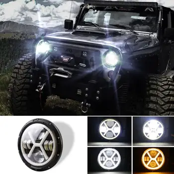 500 W 30000LM 7 inch LED Galben Alb Halo Faruri Angel Eye Pentru Jeep Wrangler Led Beam Far H4/H13 Mașină de Lumina Lămpii