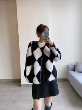 2021 Iarna Moda coreeană Reale Lână Moale Real Tunsul Oilor blană Jachete si Paltoane Scurte Stil