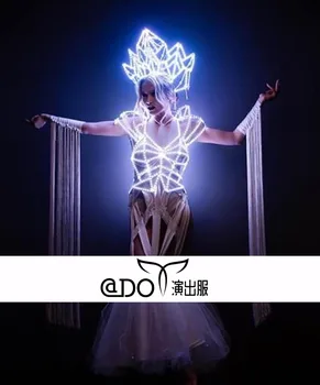 Bar, club de noapte tehnologie aprinde scena de dans uzura luminoasă cu LED-uri, costume de zeita GOGO show costum
