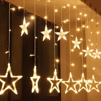 LED-uri de Crăciun, lumini de decor 220V UE Plug Lămpi de Perete Decora Șir de Stele, Luna Ghirlanda de Grădină în aer liber pentru Vacanta de Nunta