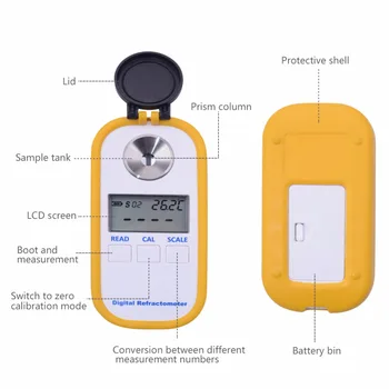 Handheld Digital Brix Refractometru fructe si lichidul de aschiere refractometru 0 - 90% Brix