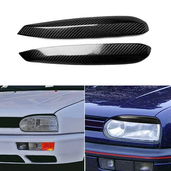 Pentru Golf 3 MK3 1992-1999 Fibra de Carbon, pleoape Faruri Pleoape Acoperi Geană de Lumină Cap Lampă Autocolante Accesorii Auto