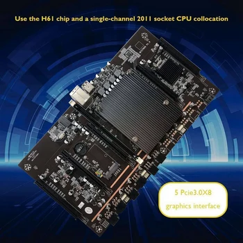 X79 H61 BTC Miner Placa de baza LGA 2011 DDR3 Suport 3060 3070 3080 placa Grafica cu E5 2620 V2, CPU și Ventilator de Răcire