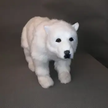 Viața reală jucărie urs polar alb, mare 30x20CM greu modelul,polietilenă&blană de urs ,decor jucărie cadou h0069