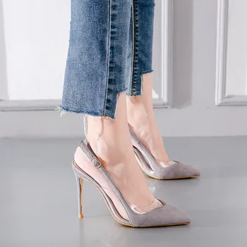 Turma Sandale Femei Pantofi de Vara Transparent Catâri 10 cm Tocuri inalte 2019 Noi Stiletto Doamnelor Pantofi de Moda Pompe Simple de Dimensiuni Mari