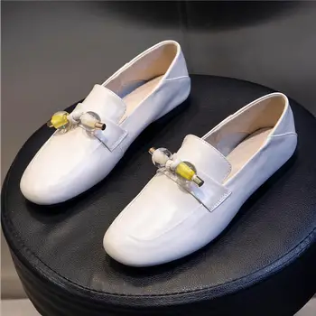 Primul Strat de piele de Vacă de Moda Unic Incaltaminte Femei Primavara 2021 Nou Stil Casual Plat Pantofi pentru Femei cu Cap Rotund Pantofi din Piele pentru Femei