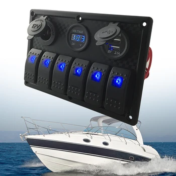 6 Banda de Barca Rocker Panou Comutator Auto/Marine/Iaht de Lumină LED, rezistent la apa vrăjitoare Panel USB Încărcător Auto 12V Priza de Bricheta
