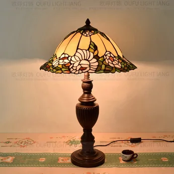 40CM Flori Tiffany Lampă de Masă Țară Stil Vitraliu Lampa pentru Noptiera Dormitor Lampa E27 110-240V
