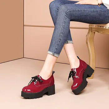 Lenkisen fund gros pantofi de moda de mare dimensiune 41 cross-legat cu toc de culoare roșie rotund toe reale de vacă din piele de frumusete lady pompe l5f8