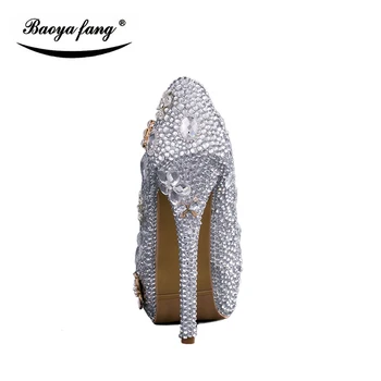 Cristal de argint Noi femeile Nunta pantofi Mireasa tocuri platforma pantofi doamnelor moda rochie de Petrecere pantofi pentru femeie pantofi de calitate